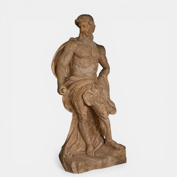 Según PIETRO BRACCI (Roma, 1700 – Roma, 1773). Neptuno (Oceanus) de la Fontana di Trevi.  Mármol labrado. 