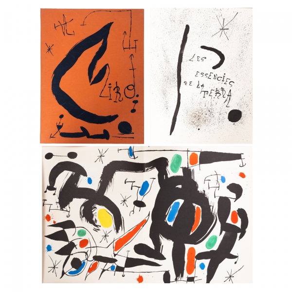 Joan Mir&oacute; i Ferr&agrave; (Barcelona, 1893-Palma de Mallorca, 1983)  Les ess&egrave;ncies de la terra.  Libro estuche con &laquo;suite&raquo; de 14 litograf&iacute;as 