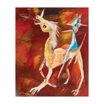 Francesc García Vilella (Barcelona, 1922-2001) Unicornio. Óleo sobre tela. Firmado.