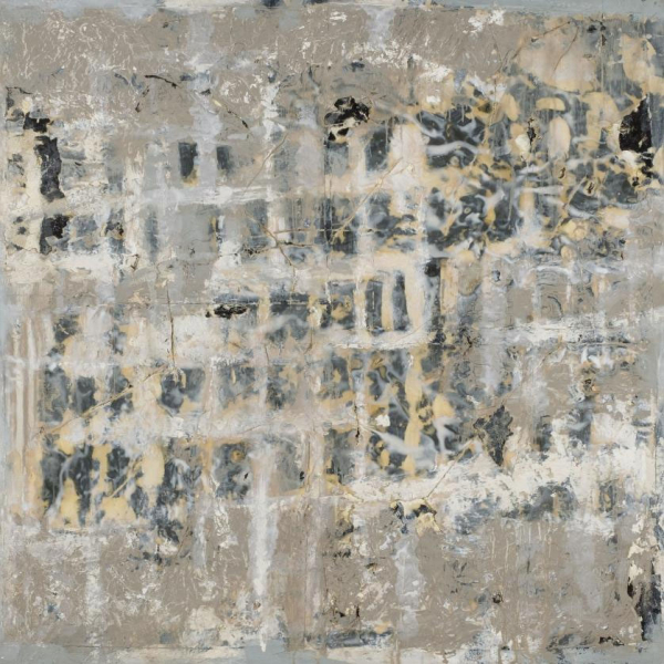 Alejandro Garmendia.   &quot;Ventanas II (1992)&quot;. Técnica mixta (collage y parafina) sobre lienzo adherido a tabla.