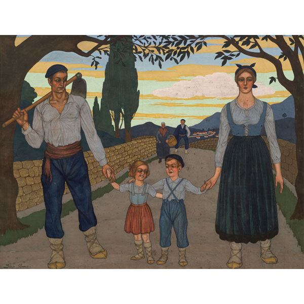 "La Familia, Tres generaciones".  JOSE ARRUE (Bilbao, 1895-1977).   Firmado 
