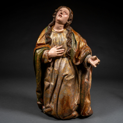 &quot;Virgen Dolorosa&quot; Escultura en madera tallada y policromada del siglo XVI.  Escuela Castellana del siglo XVI