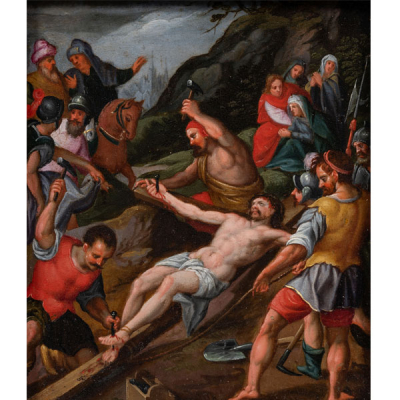&quot;Crucifixión de cristo&quot;  ESCUELA ESPAÑOLA DEL SIGLO XVIII 