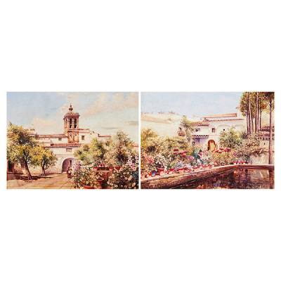 Manuel García Rodríguez (Sevilla, 1863-1925) Jardines. Óleo sobre tela. 