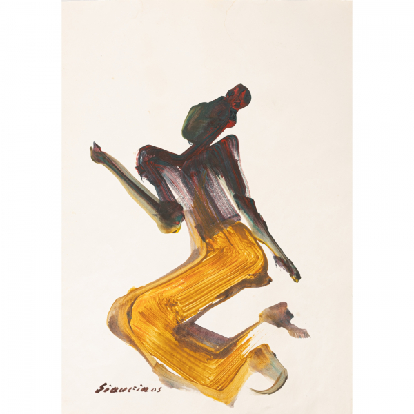 David Alfaro Siqueiros (México, Chiuaua, 1896-Cuernavaca, 1974)  Figura femenina.  Acrílico sobre papel. Firmado. 