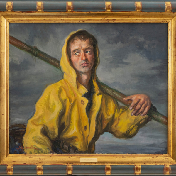 "Pescador son sıra amarilla y remo"  &Aacute;NGEL GARAVILLA (Lequeitio, 1906-Barcelona, 1961) 