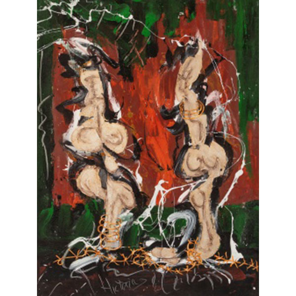 FERNANDO  NIEVAS JIMÉNEZ  (Alfaro, La Rioja 1956) &quot;Totones&quot; Firmado: Nievas Acrílico / pigmentos/ áridos / Lienzo 
