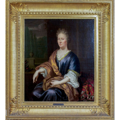 Thomas VAN DER WILT (1659-1733) &quot;Retrato de mujer noble&quot;, escuela holandesa del siglo XVIII.    Óleo sobre lienzo