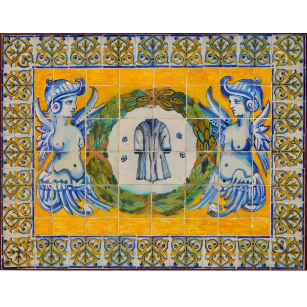 Panel de azulejos portugueses policromados representado La Pasi&oacute;n de Cristo, siglo XVII.