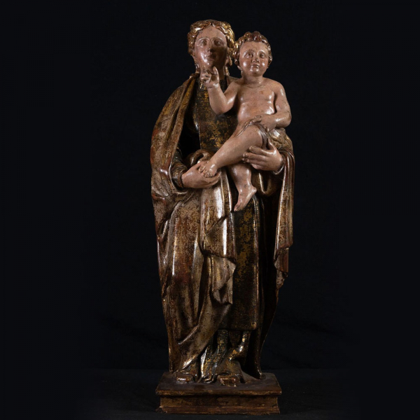 Importante "Virgen con Niño en brazos" atribuible a Sebastián Ducete (1568-1621), escuela renacentista castellana del siglo XVI.  