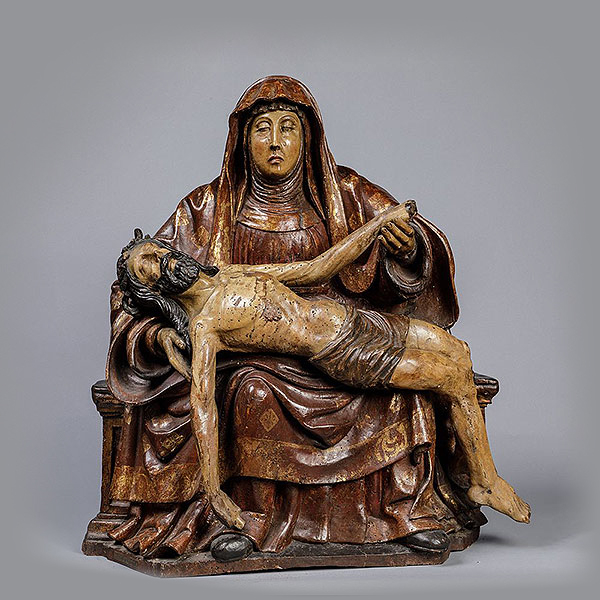 Excepcional y Monumental Pietà Gótica del siglo XV - Trabajo Medieval Holandés de Brabante o Valle del Rin, Alemania siglo XV.