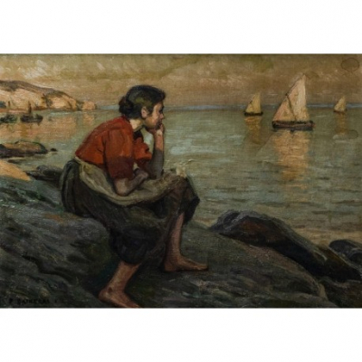 Dionís Baixeras Verdaguer (Barcelona, 1862-1943) Contemplando el mar. 