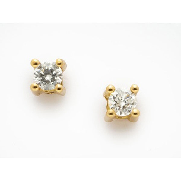 Pendientes solitarios en oro amarillo con diamantes talla brillante 