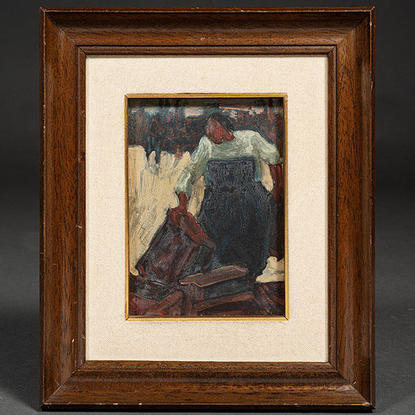 "Pescador en el muelle"  IGNACIO CRUCETA (Bilbao, 1945 -1993)  