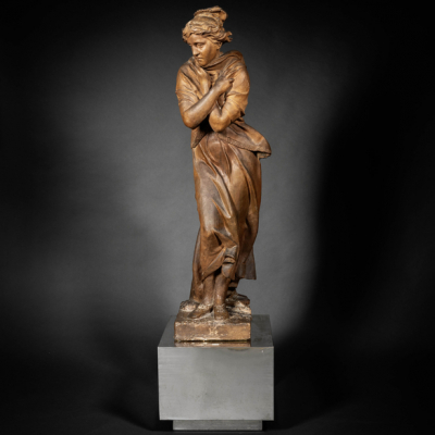 Dama clásica de la antigüedad&quot; Monumental escultura de bulto redondo en terracota Grand Tour del siglo XIX