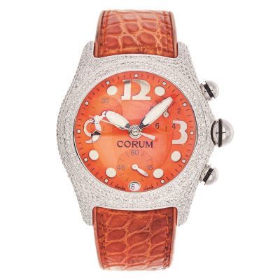 Reloj Corum «Boutique» de pulsera para caballero. En acero y correa de piel naranja.