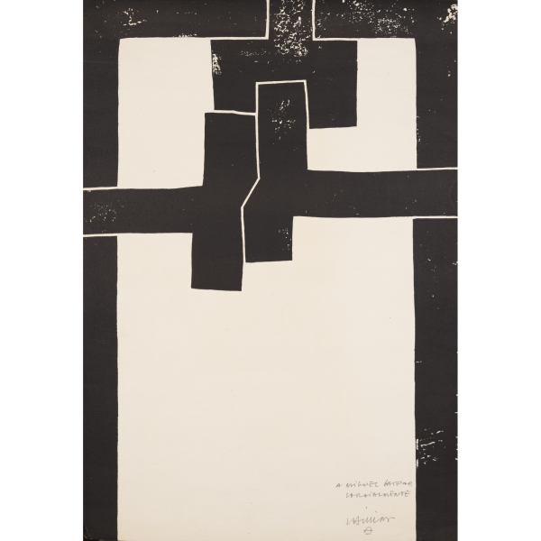 Eduardo Chillida. Barcelona I. Litografía Firmada y dedicada a lápiz a Miquel Gaspar.