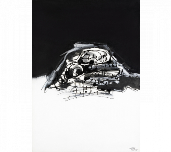 ANTONIO SAURA (Huesca, 1930 - Cuenca, 1998)  Le Chien de Goya, 1968   Gouache sobre papel. 