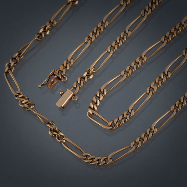 Cadena de eslabones rectangulares en oro amarillo de 18kt