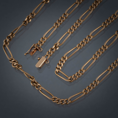 Cadena de eslabones rectangulares en oro amarillo de 18kt