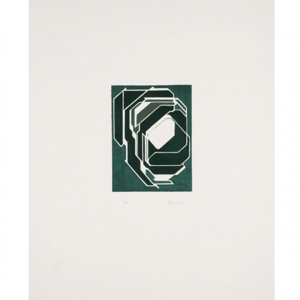 Pablo Palazuelo. &quot;AL En Verde Invitación 77 (1977)&quot;. Litografía sobre papel. Firmada 