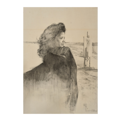José Luis Fuentetaja (Madrid, 1951) La Musa del Mediterráneo. Dibujo a carboncillo sobre papel.