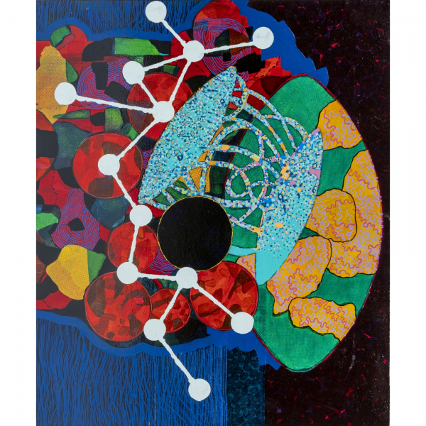 Javier Puertolas (Binéfar, Huesca, 1947).  Una sombra en la memoria.  Acrílico sobre tela. Firmado, titulado y fechado en el 2000 al dorso. 