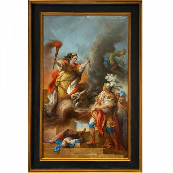 "Alegoría de la Valentía" Maestro Neoclásico Italiano o Español a identificar, siglo XVIII.