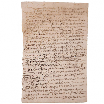 Carta y Firma aut&oacute;grafa de Miguel de Cervantes, Sevilla, 1593. 