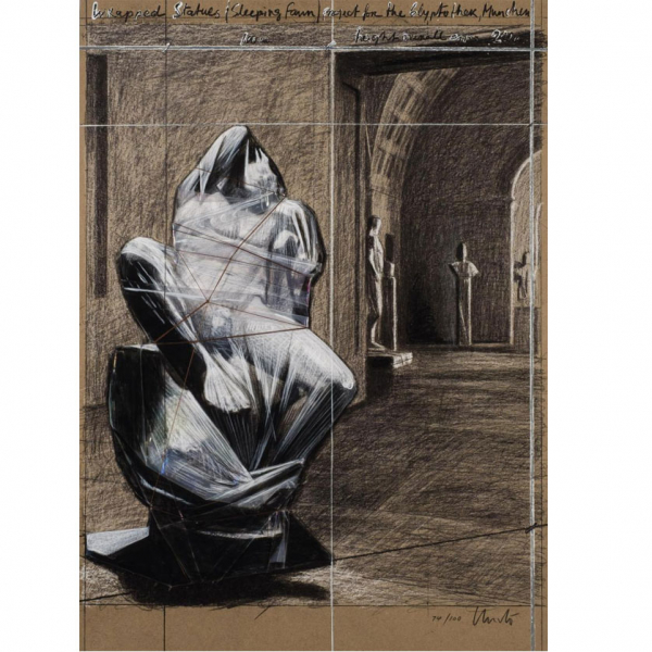 Christo Javacheff (1935).   &quot;Wrapped Statues, Sleeping Fawn, Project for the Glyptothek (2000)&quot;. 