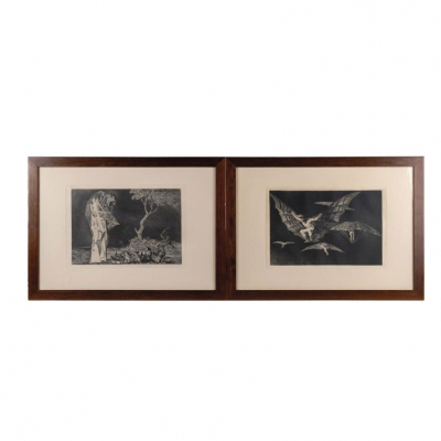 FRANCISCO DE GOYA Y LUCIENTES - &quot;LOS PROVERBIOS&quot;. M.: Calcografía Nacional, 1970. Colección de 18 estampas, cada una enmarcada de manera individual.