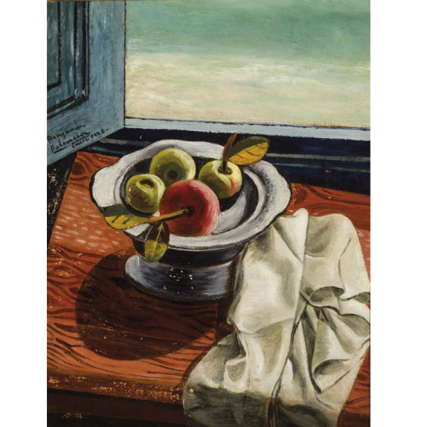 Benjamín Palencia. "Bodegón (1926)". Óleo sobre lienzo adherido a tabla. Firmado y fechado (1926)  