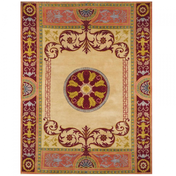 Alfombra dise&ntilde;o Carlos IV, firmada M. Stuyck, de nudo espa&ntilde;ol.