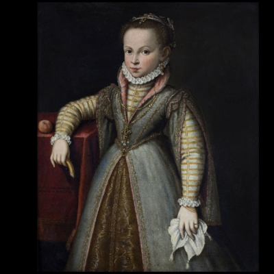 ESCUELA ESPAÑOLA, H. 1575 Retrato de niña con rosquilla