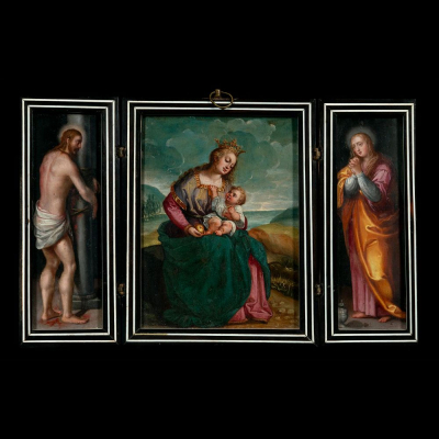 TRÍPTICO DE LA &quot;VIRGEN DE LA PERA&quot; - Fray Juan Sánchez Cotán (Orgaz, Toledo, 1560-Granada, 1627) - Escuela Manierista Granadina de finales del siglo XVI.