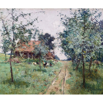 Dar&iacute;o de Regoyos.  "Granja en B&eacute;lgica (1881)". &Oacute;leo sobre lienzo. Firmado y fechado (1881) 