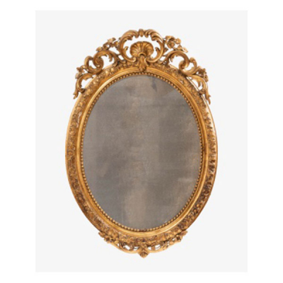 Espejo oval en madera y estuco dorado Estilo Luis XVI. Época Napoleón III. Francia. S. XIX