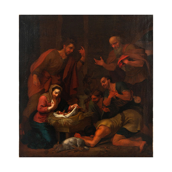 Importante Adoración de los Pastores, pupilo de Paolo Veronese, manera de Lodovico o Annibale Carracci del siglo XVII, escuela italiana.