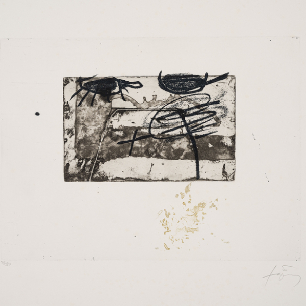 &quot;Línea Blanca&quot;  ANTONI TAPIES (Barcelona, 1923-2012)   Técnica: Aguafuerte en varias tintas /papel. 
