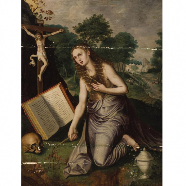 Escuela Hispano Flamenca S.XVI. "María Magdalena". Óleo sobre tabla.