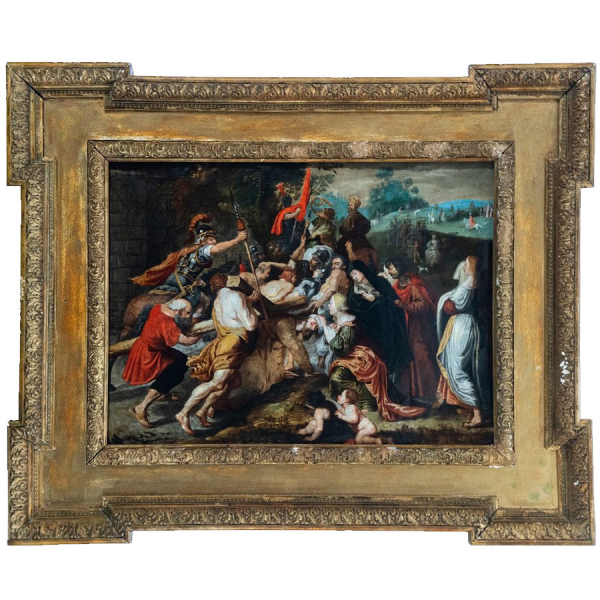 "Cristo camino al Calvario" Escuela de Van Dyck, siglo XVII.  Óleo sobre cobre. 