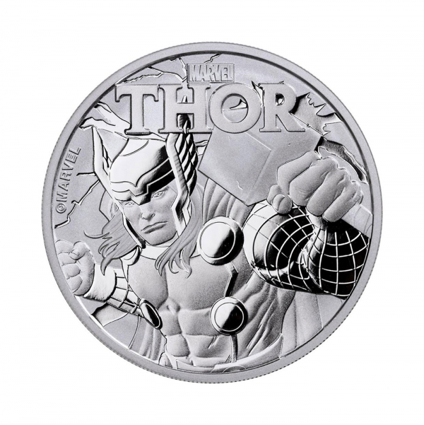 Moneda Tuvalu, 1 dólar de plata, año 2018. Héroes de Marvel, Thor.