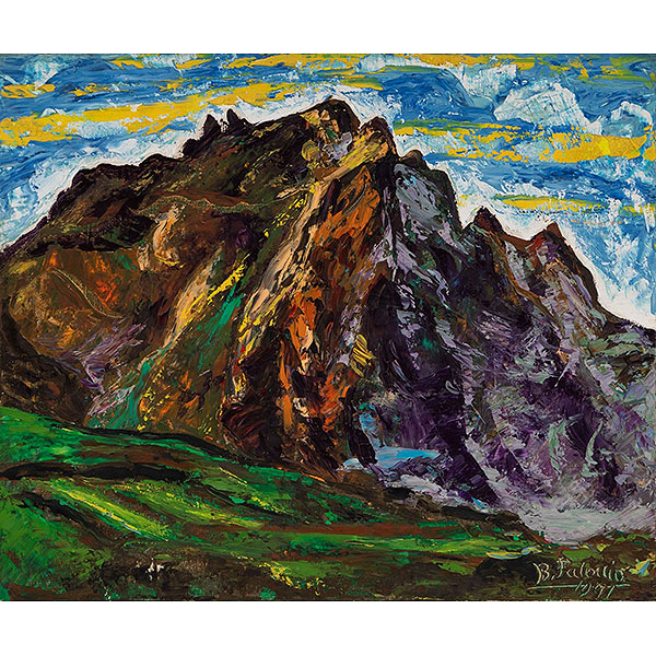 BENJAMÍN PALENCIA   (Barrax, Albacete 1900 - Madrid 1990)  "Pico de Untzillaitz y Peñas de Atxarte, Valle de Atxondo"  Firmado: B. Palencia 1971.  Óleo / Lienzo  