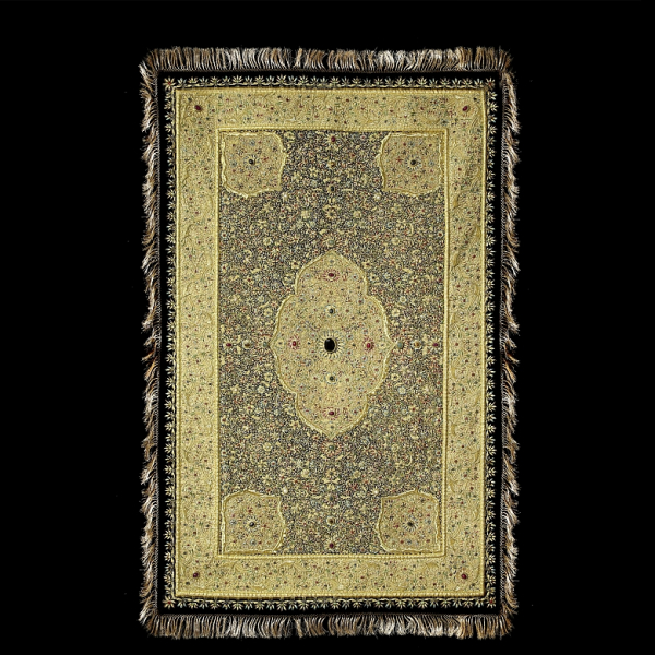 Tapiz bordado "Zardozi", con gemas de colores, India, s.XX. 