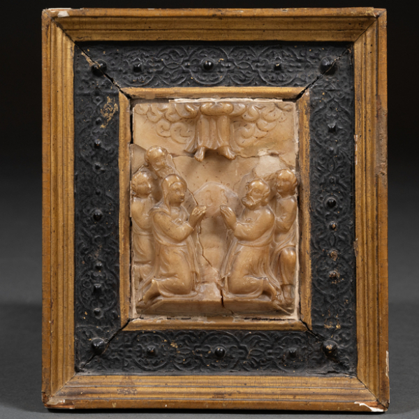 &quot;Figuras Orantes&quot; Relieve tallado en alabastro de malinas del siglo XVI