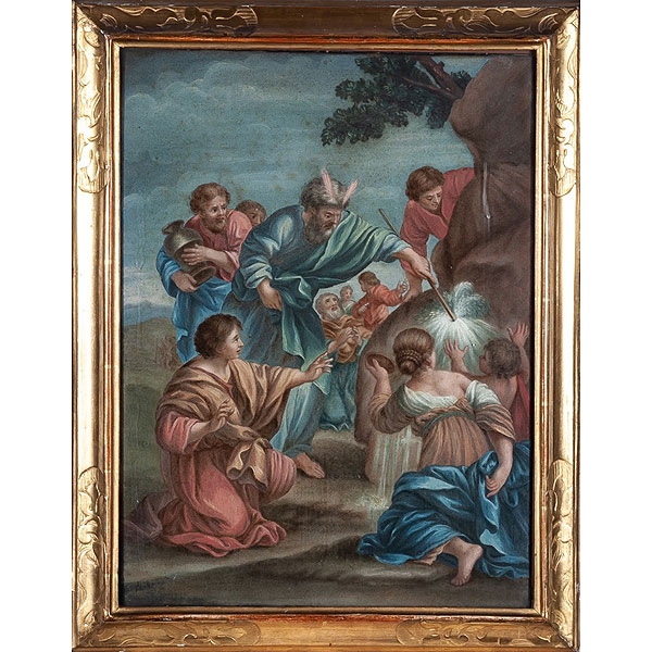 Escuela italiana S.XVIII "Moises y el Milagro de las aguas"