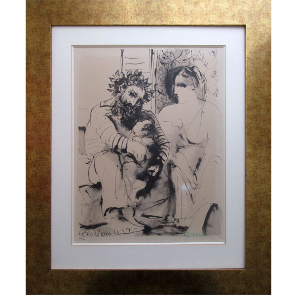 Pablo Picasso "Scene de famille de la flute double". 1936. Litograf&iacute;a, firmada y numerada a mano (103/500).