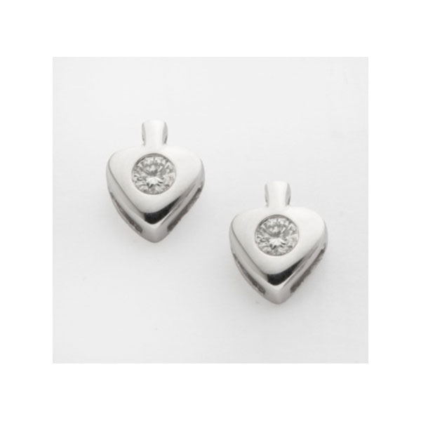 Pendientes en oro blanco representando picas con diamantes talla brillante central con peso total de 0,13 cts. aprox.