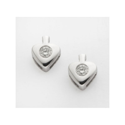 Pendientes en oro blanco representando picas con diamantes talla brillante central con peso total de 0,13 cts. aprox.