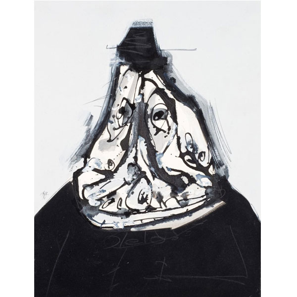 Antonio Saura.  &quot;Retrato imaginario de Felipe II (1978)&quot;. Pintura acrílica, gouache, tinta china y mina de plomo sobre papel.
